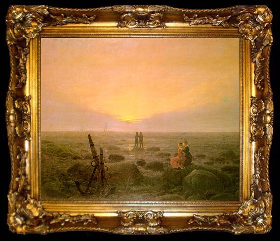 framed  Caspar David Friedrich Moon Rising Over the Sea, ta009-2